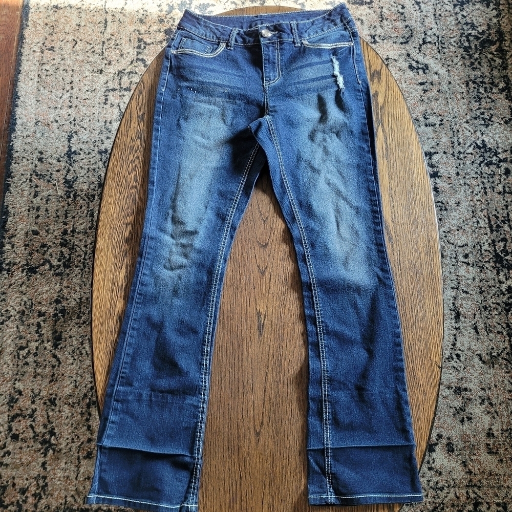 Faded Glory Dark Wash Bootcut Jeans with Embroidered Pockets Size Women's 10